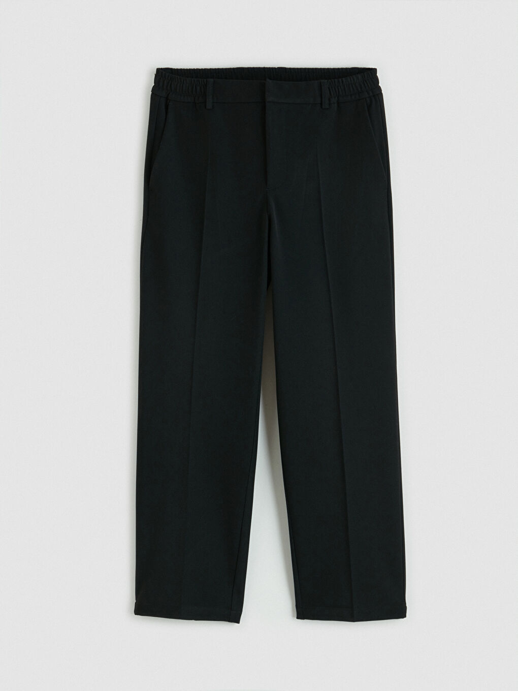 Siyah Standart Kalıp Armürlü Erkek Pantolon-3