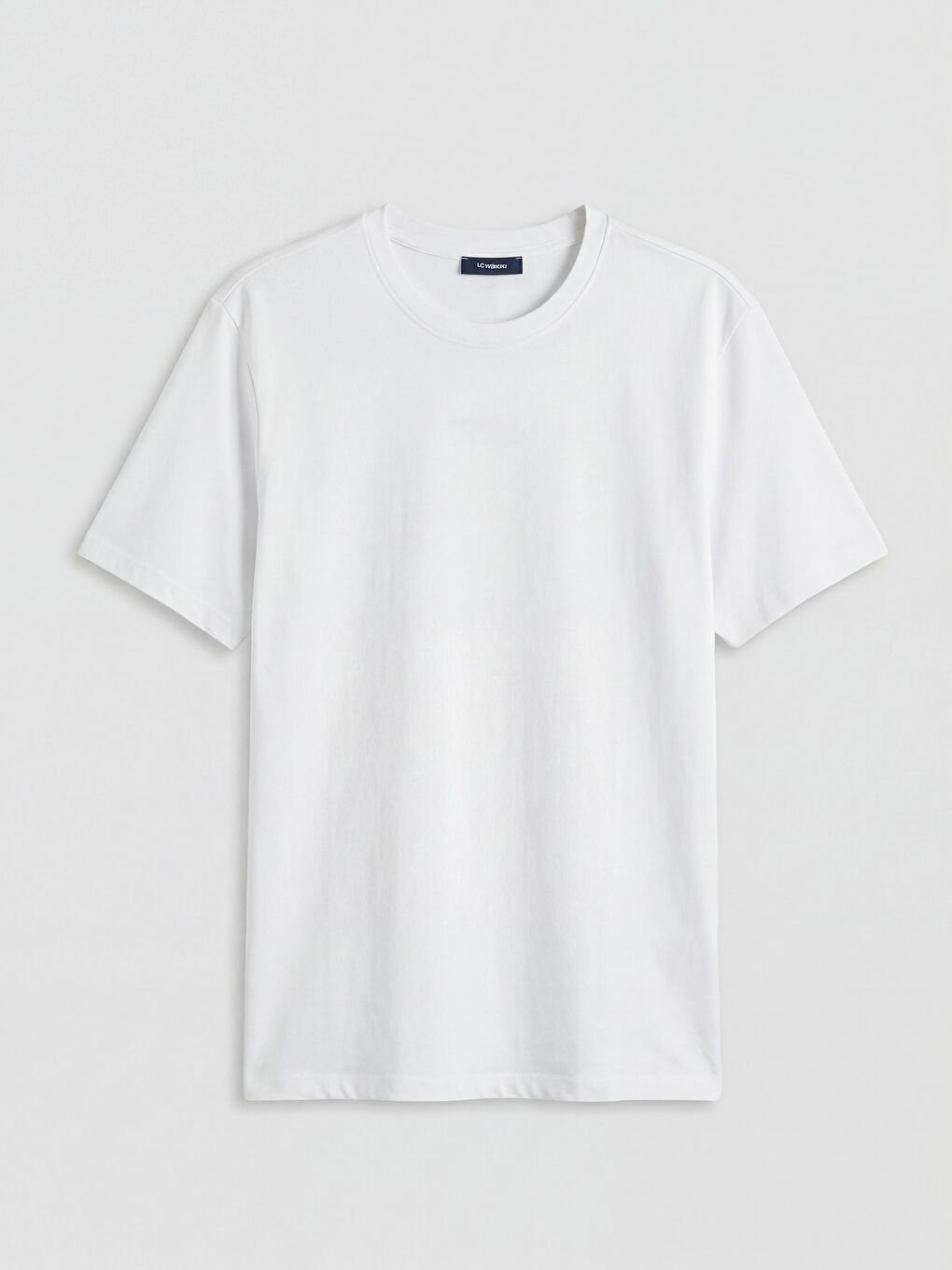 Beyaz Bisiklet Yaka Erkek Penye Tişört-4