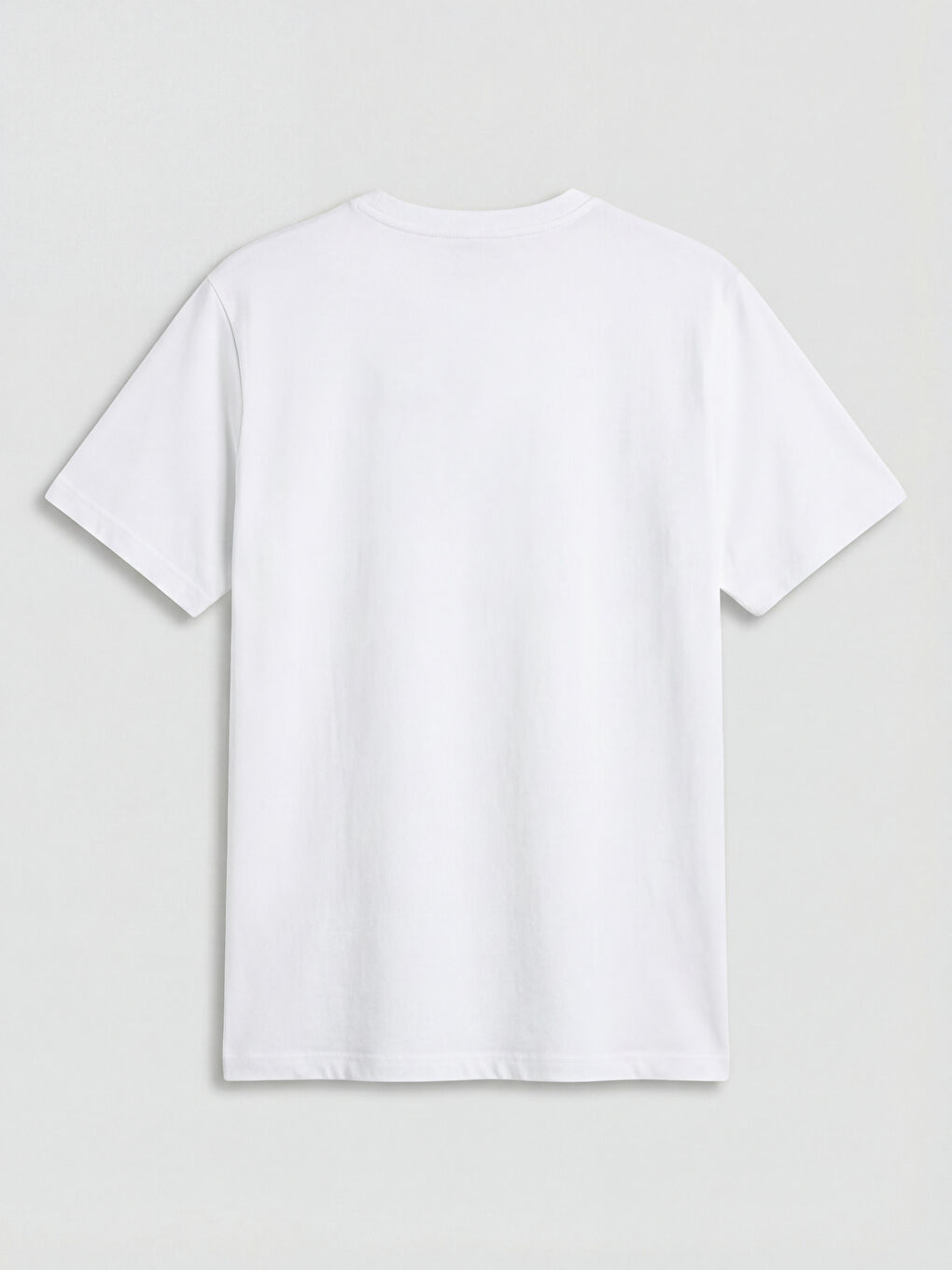 Beyaz Bisiklet Yaka Erkek Penye Tişört-5