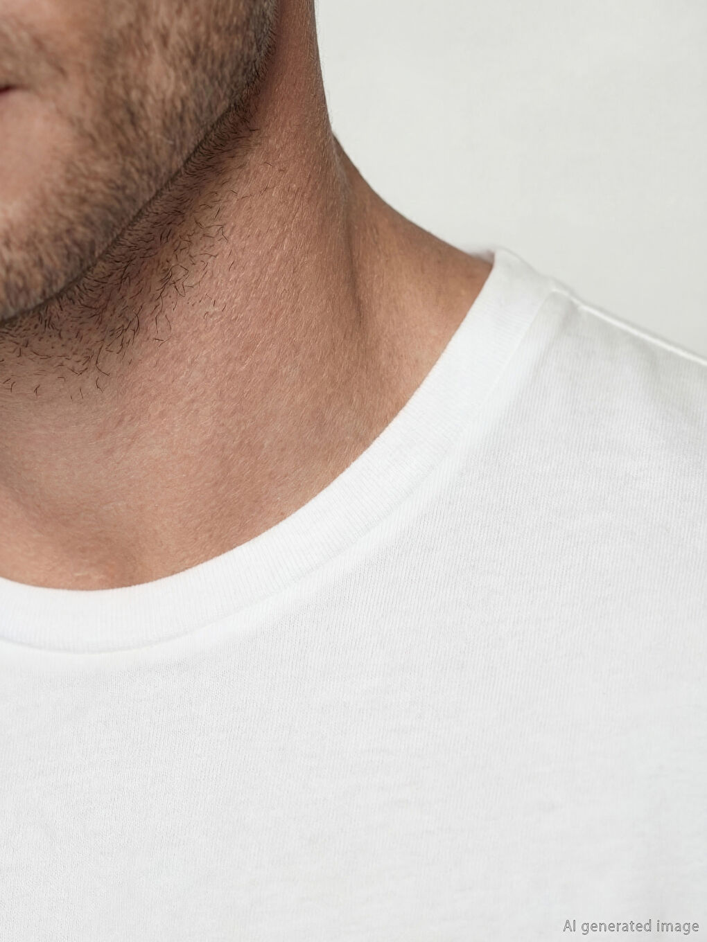 Beyaz Bisiklet Yaka Erkek Penye Tişört-2