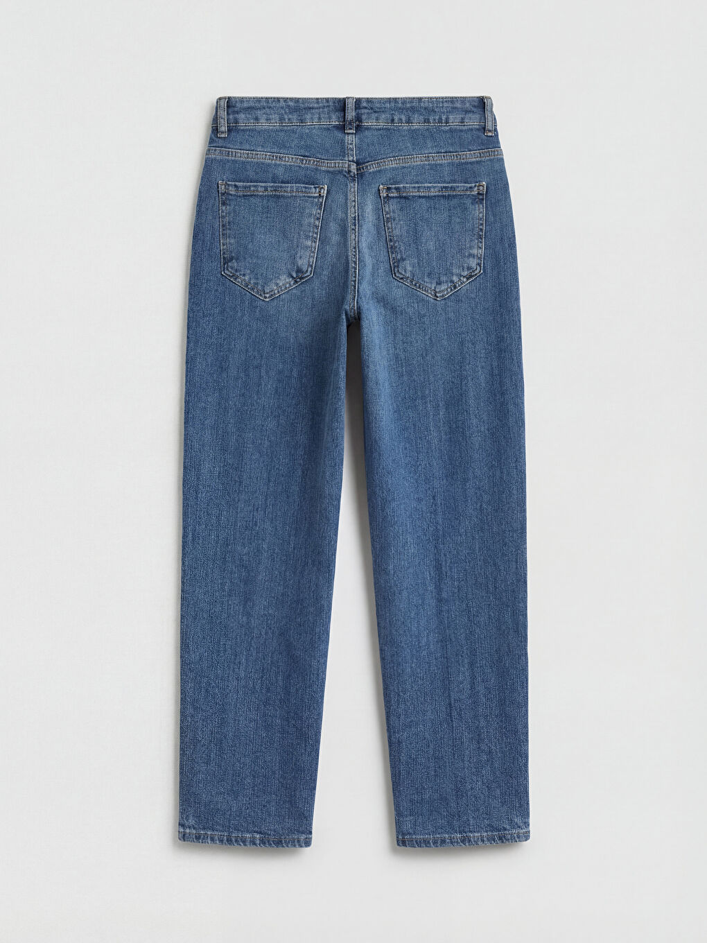 İndigo Yüksek Bel Barrel Fit Kadın Jean Pantolon-1