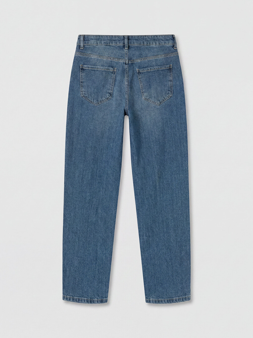 İndigo Yüksek Bel Barrel Fit Kadın Jean Pantolon-10