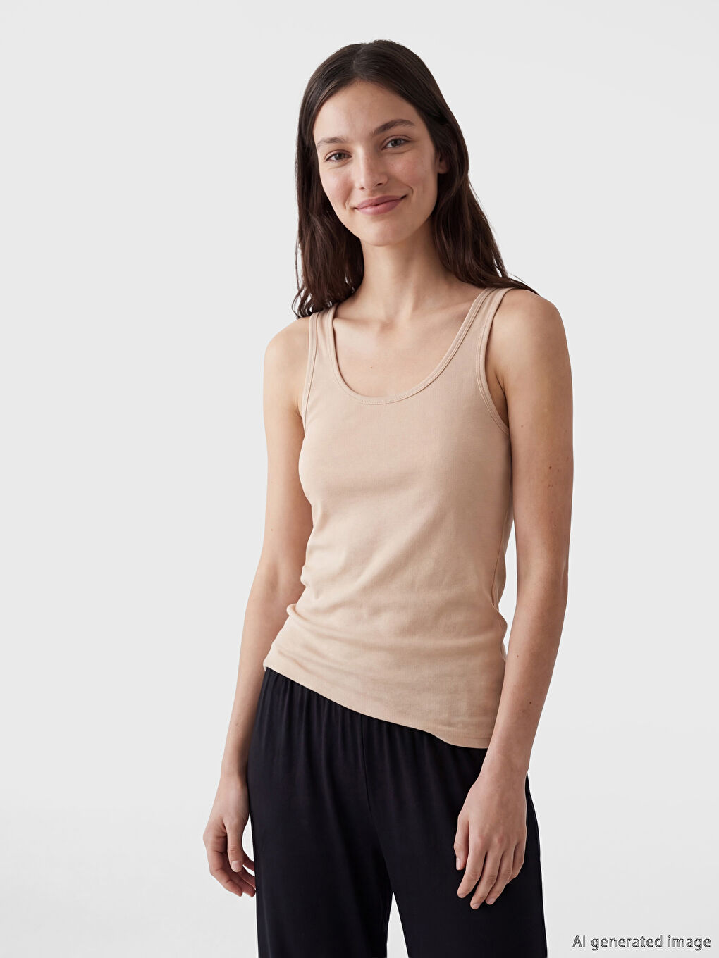 Siyah U Yaka Kadın İç Giyim Atlet 3'lü