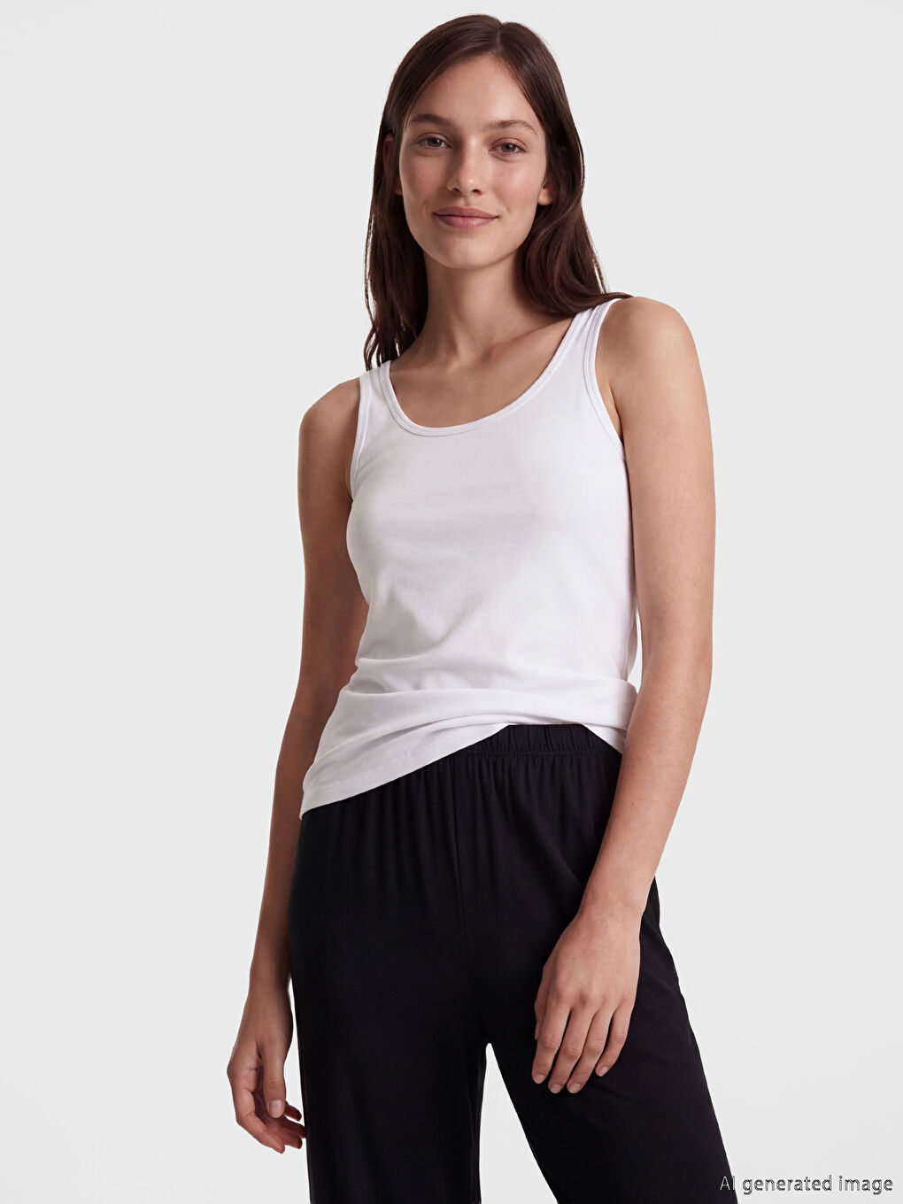 Siyah U Yaka Kadın İç Giyim Atlet 3'lü-1