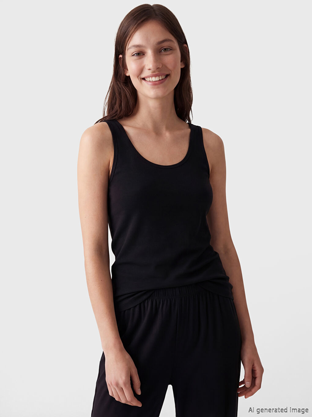 Siyah U Yaka Kadın İç Giyim Atlet 3'lü-2