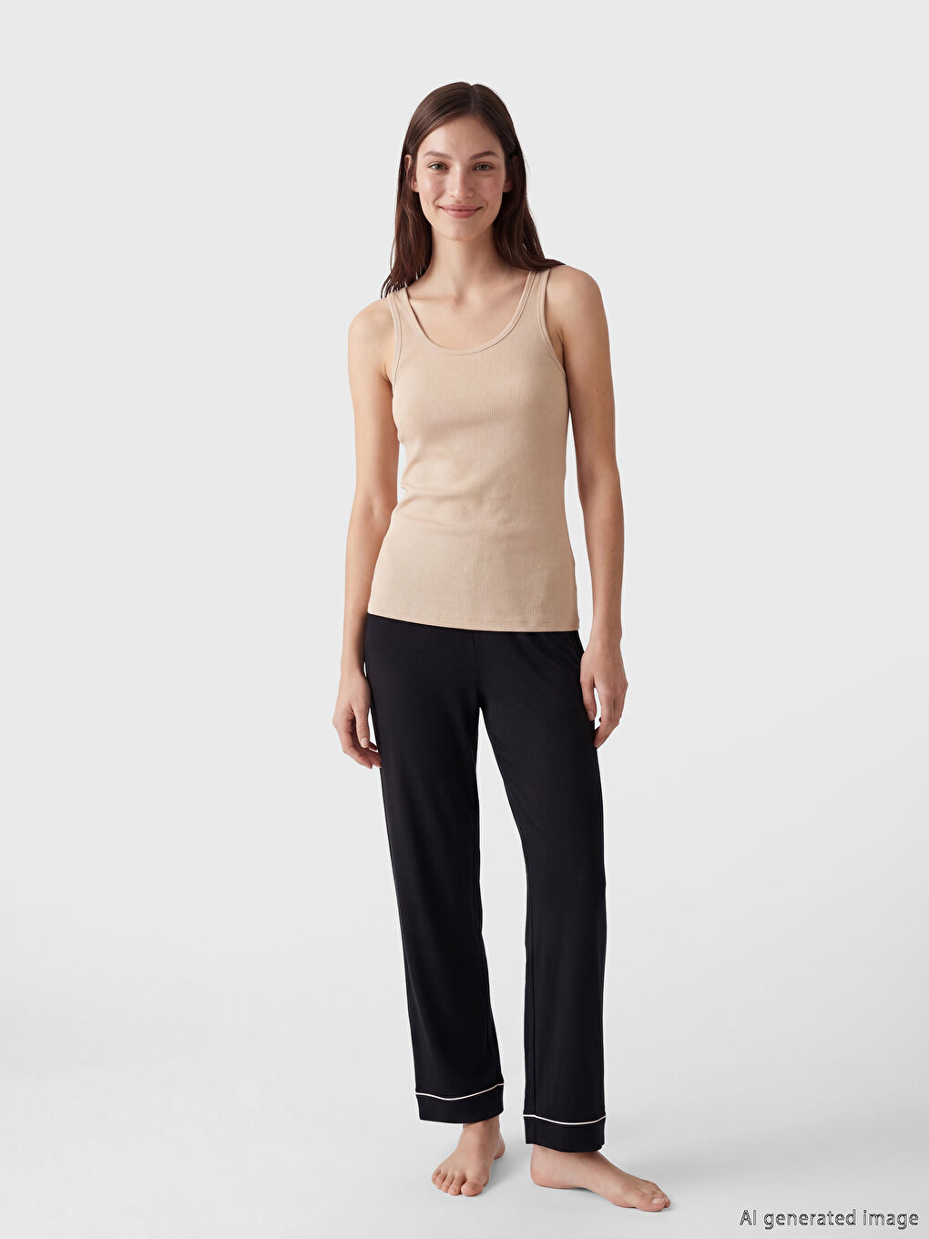 Siyah U Yaka Kadın İç Giyim Atlet 3'lü-3