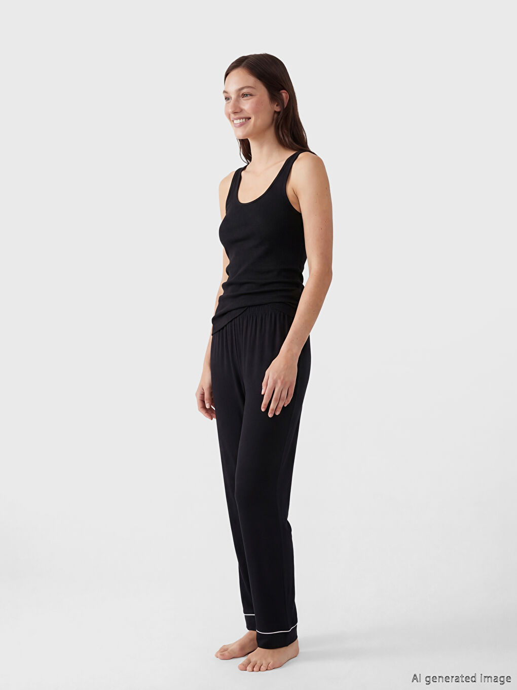 Siyah U Yaka Kadın İç Giyim Atlet 3'lü-5