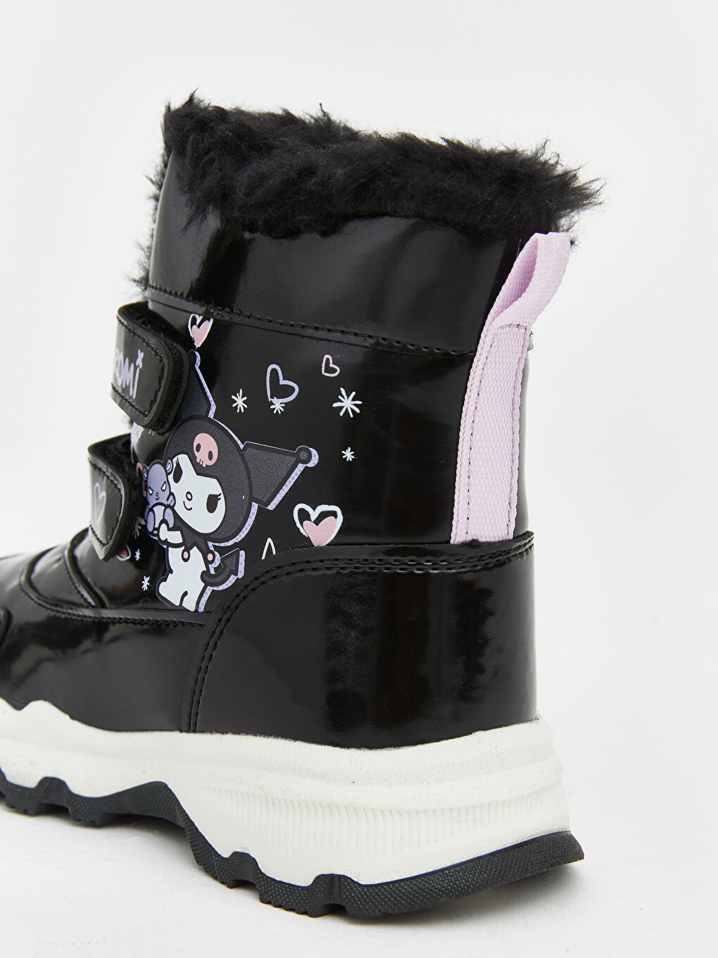 Siyah İçi Kürklü Kuromi Baskılı Kız Çocuk Bot-4