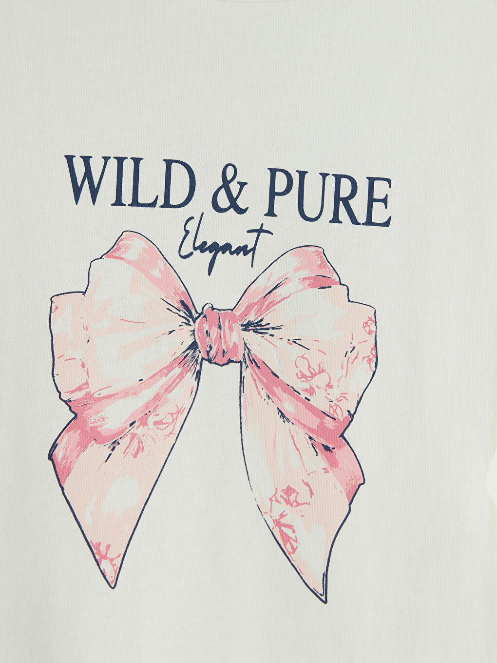 تي شيرت مطبوع بياقة دائرية للبنات-2