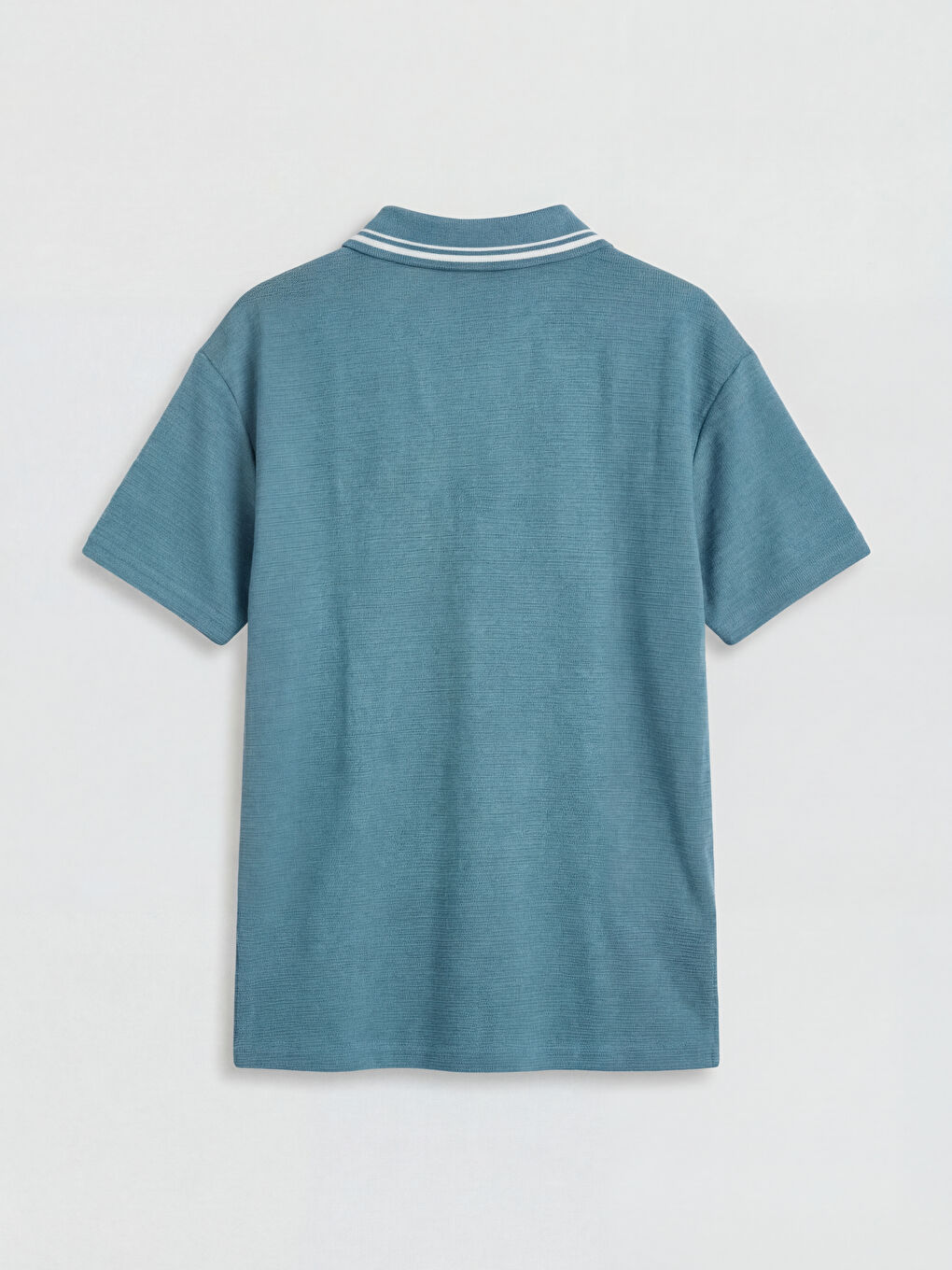 İndigo Polo Yaka Şerit Detaylı Erkek Çocuk Tişört-1