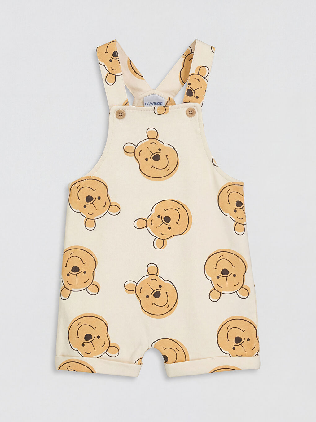 Ekru Winnie the Pooh Baskılı Erkek Bebek Salopet ve Tişört-2