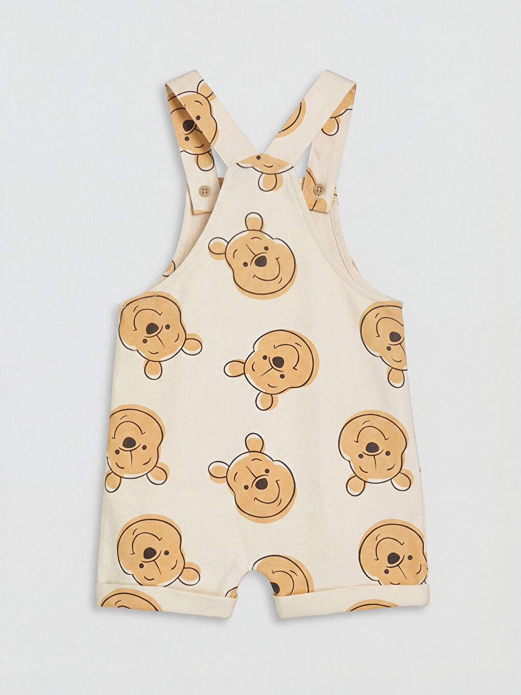 Ekru Winnie the Pooh Baskılı Erkek Bebek Salopet ve Tişört-4