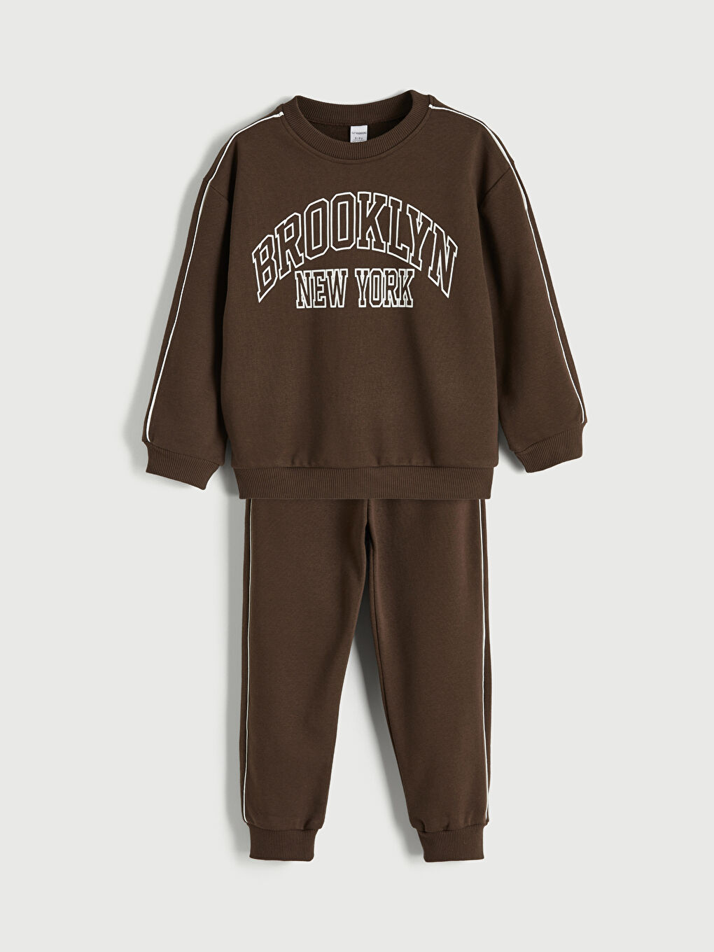 Kahverengi Erkek Çocuk Brooklyn Baskılı Eşofman Takımı