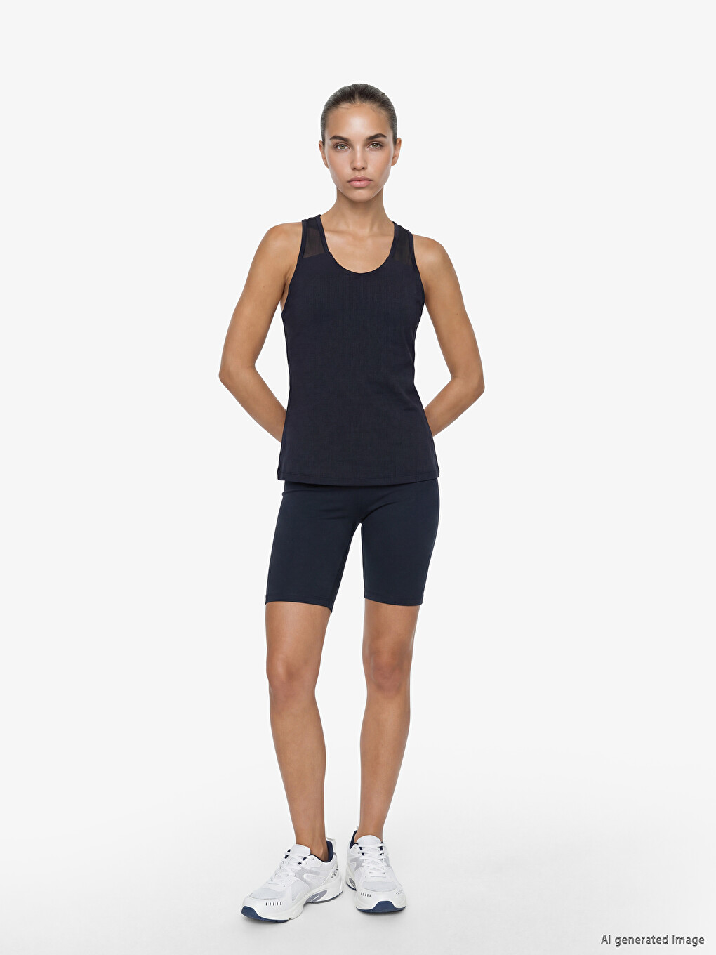 Woman Navy Athletic Tank Top-1
