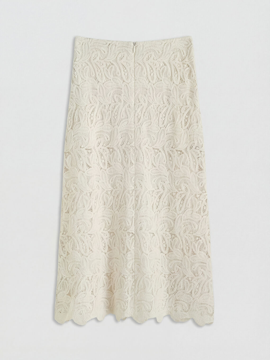 Ekru Beli Lastikli Dantelli A Kesim Etek-5