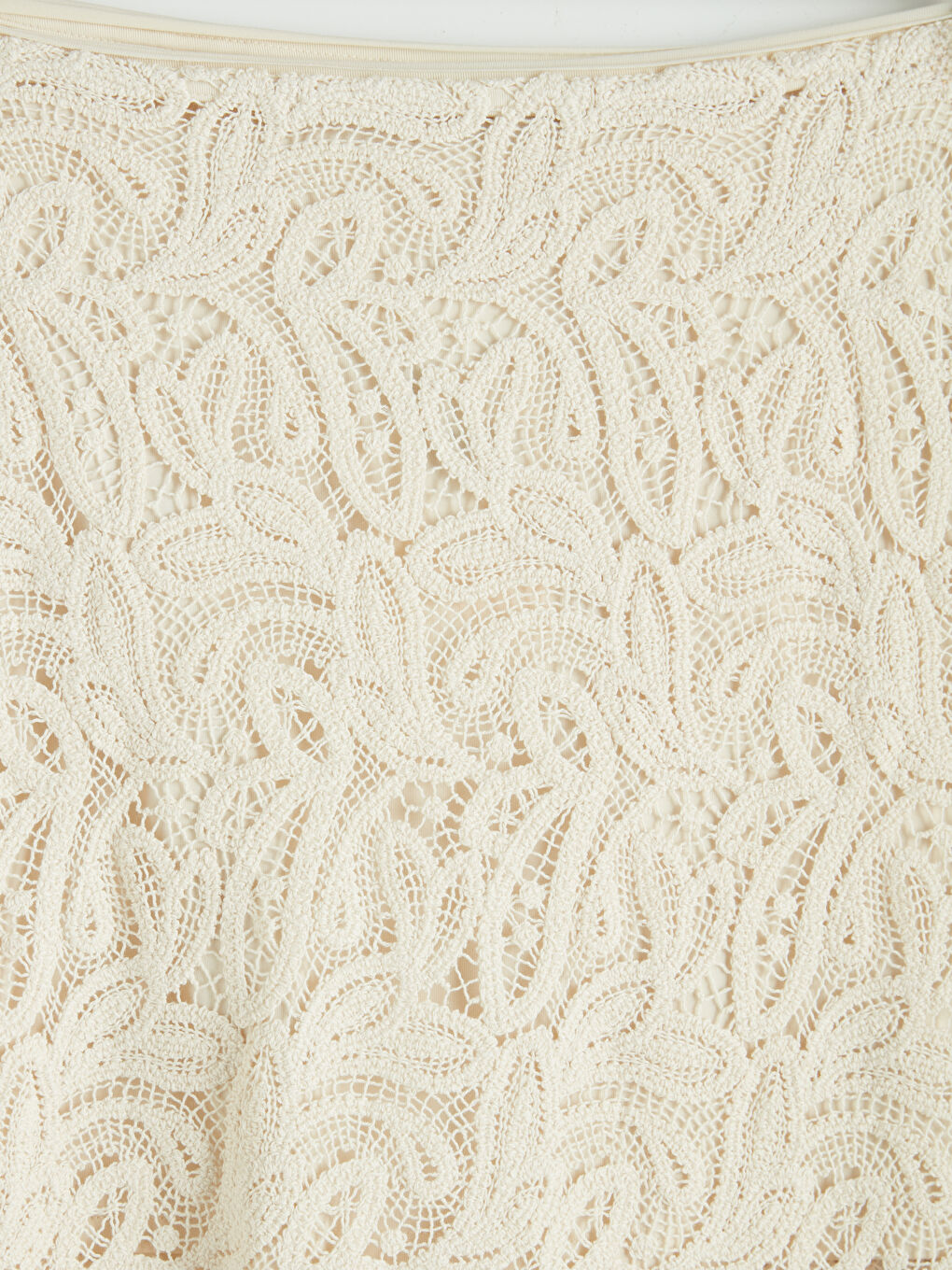 Ekru Beli Lastikli Dantelli A Kesim Etek-6