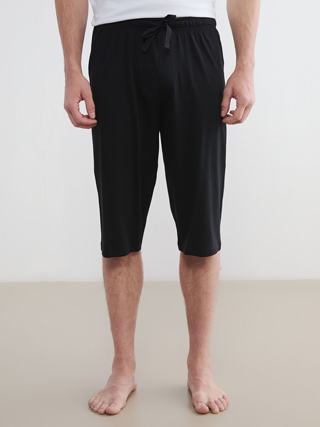 Siyah Standart Kalıp Erkek Şortlu Pijama Altı-1