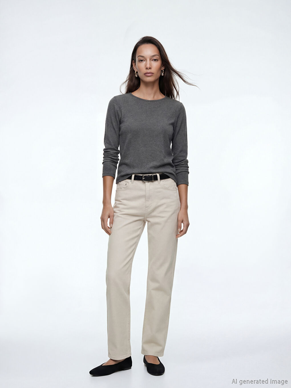 Antrasit Bisiklet Yaka Kadın Body	-1