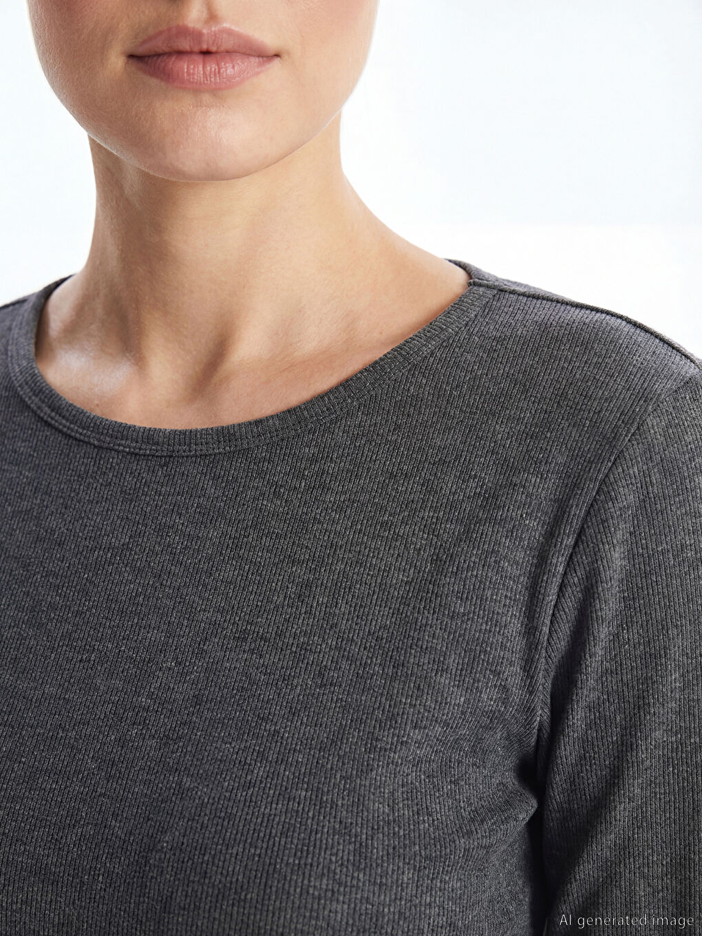 Antrasit Bisiklet Yaka Kadın Body	-2