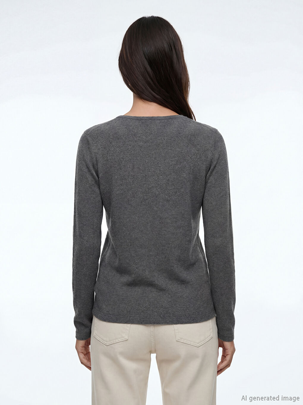 Antrasit Bisiklet Yaka Kadın Body	-3