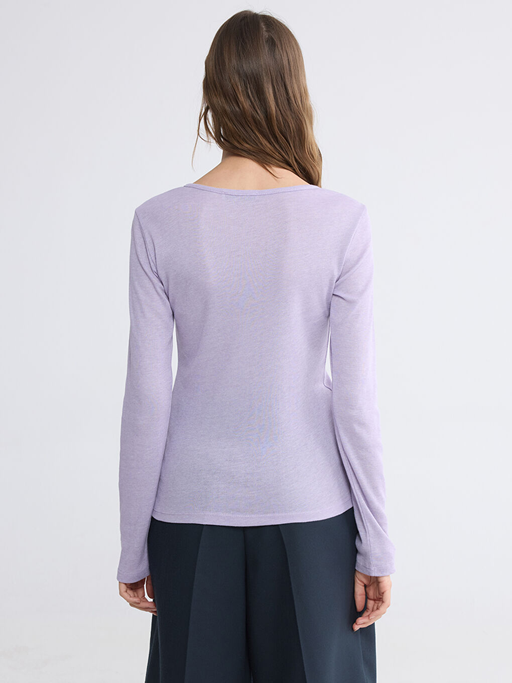 Lila Bisiklet Yaka Kadın Body	-3