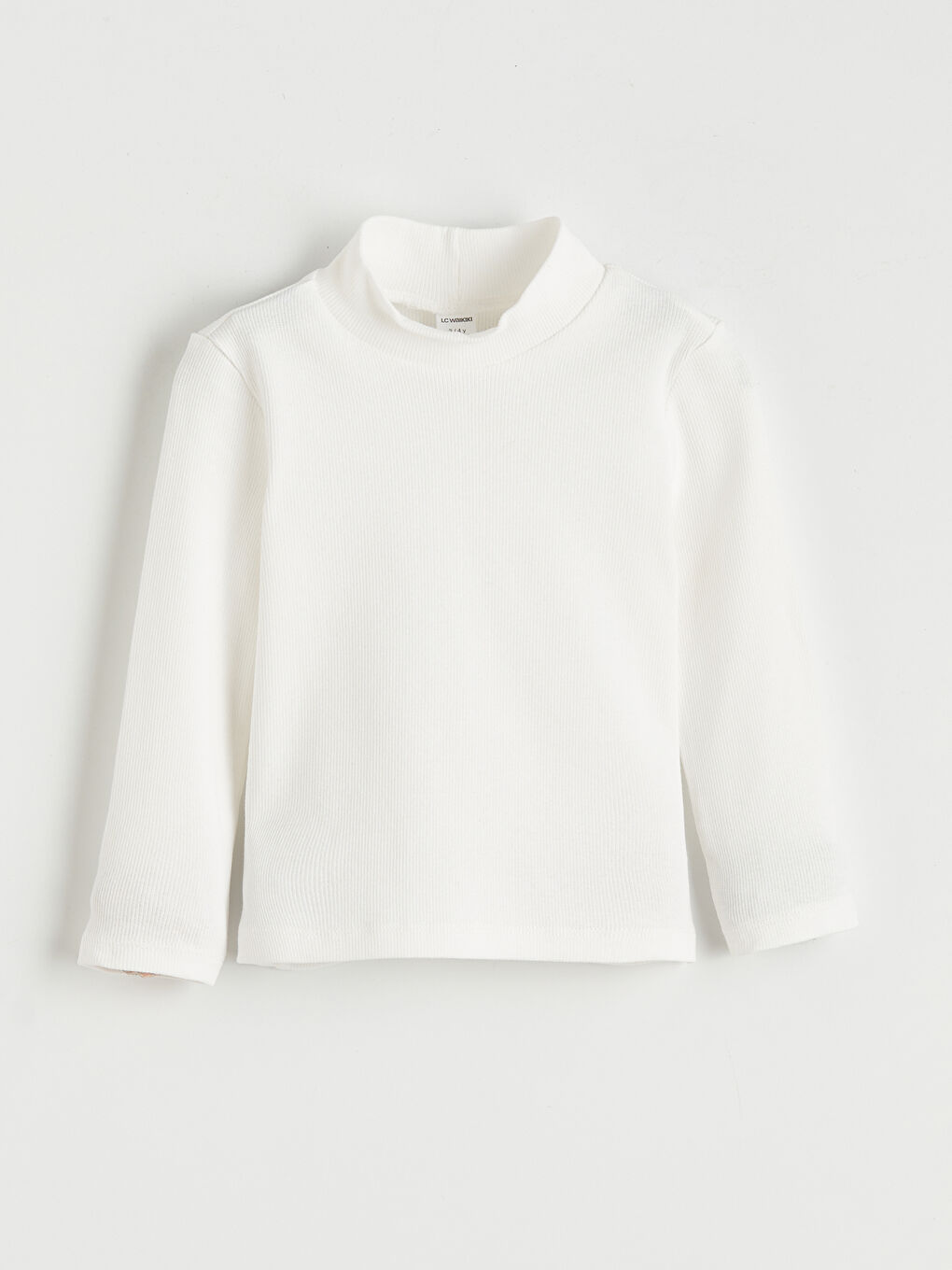 Ekru Yarım Balıkçı Yaka Kız Çocuk Tişört