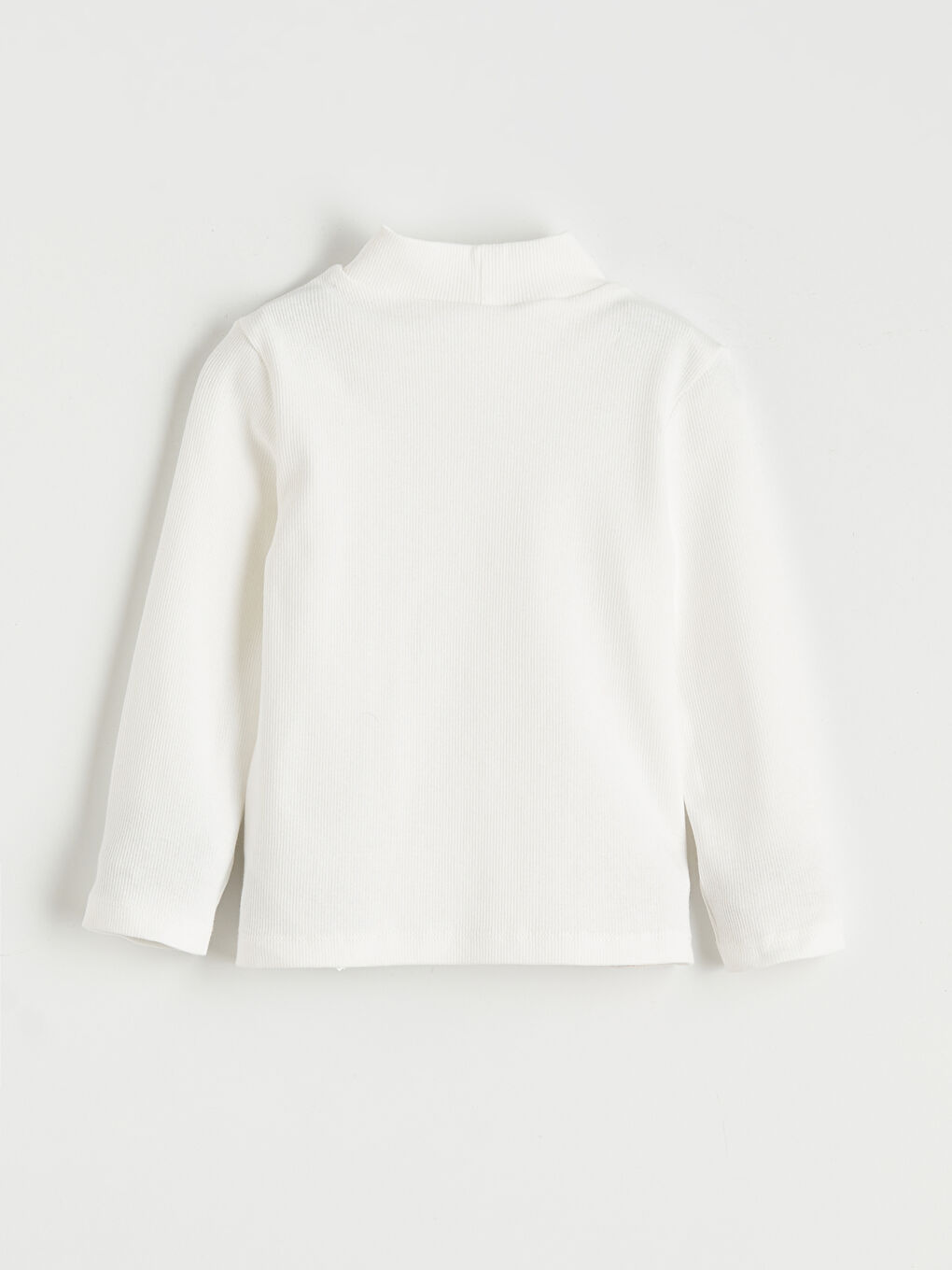 Ekru Yarım Balıkçı Yaka Kız Çocuk Tişört-1