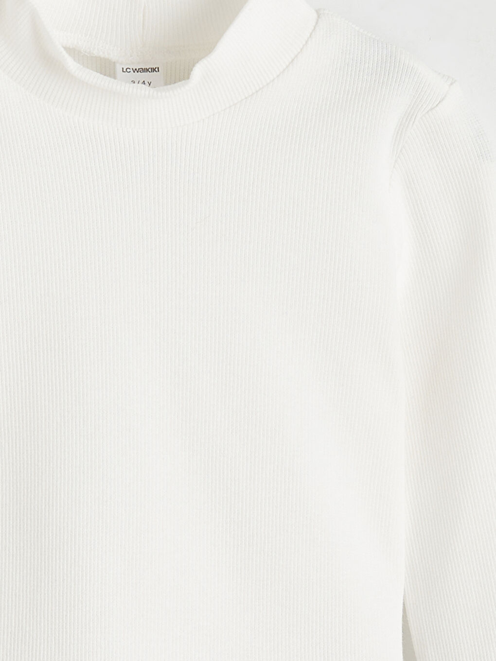 Ekru Yarım Balıkçı Yaka Kız Çocuk Tişört-2