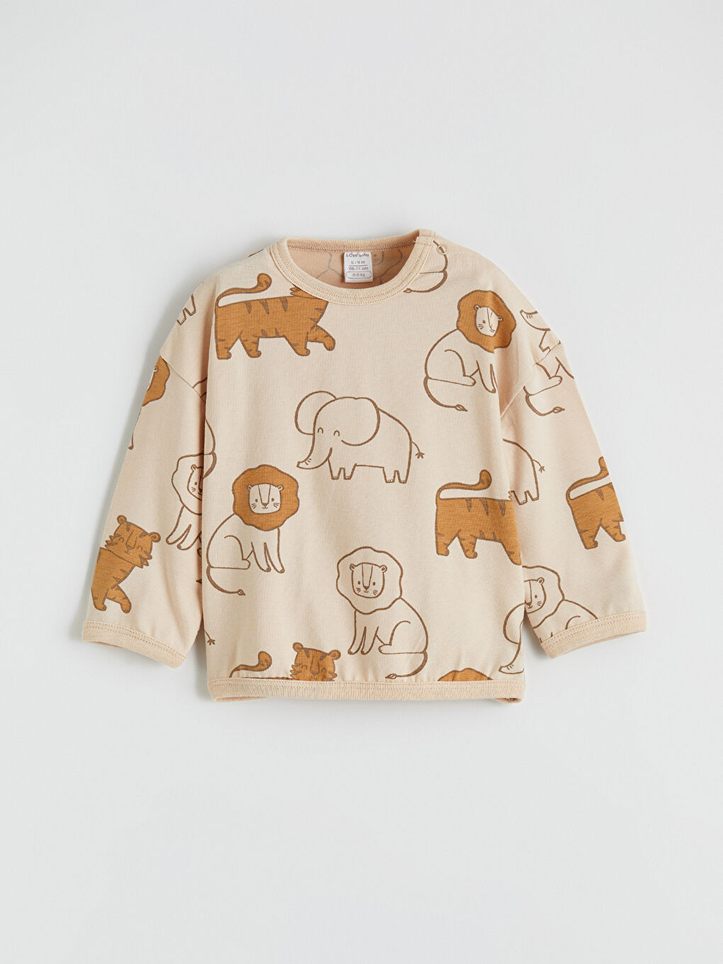 Ekru Hayvan Desenli Erkek Bebek Eşofman Takımı-1