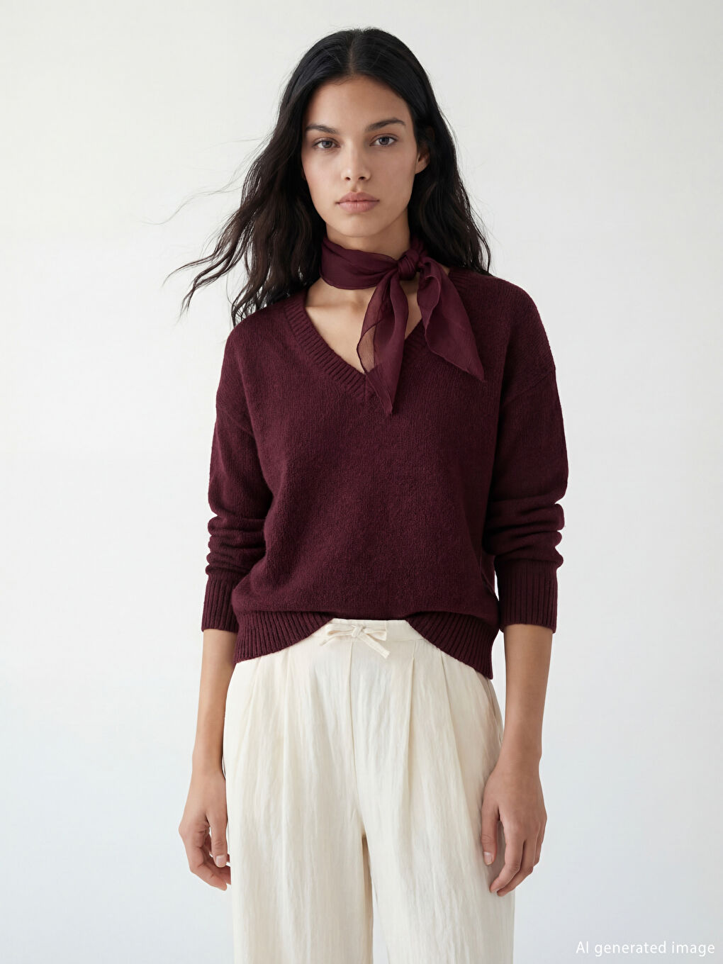 V-Neck Oversized Knit Sweater