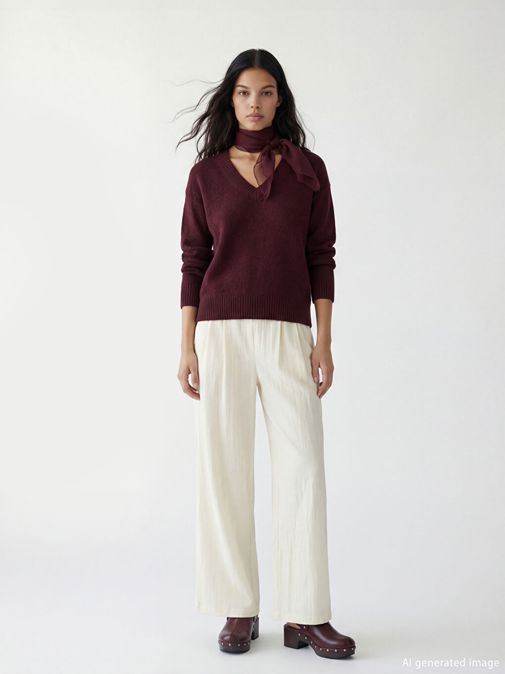 V-Neck Oversized Knit Sweater-1