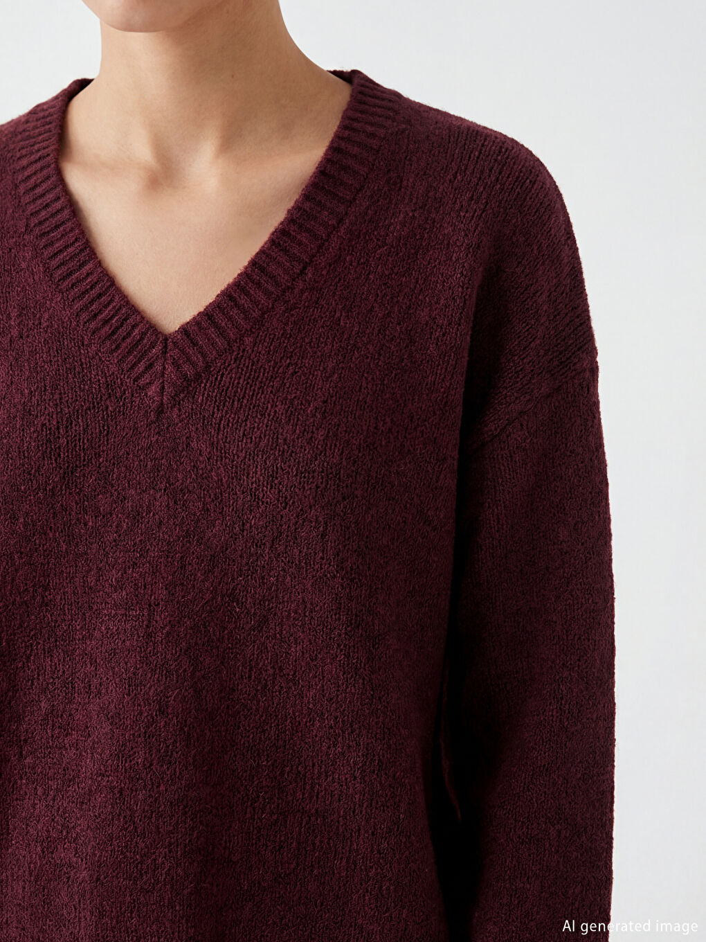 V-Neck Oversized Knit Sweater-2