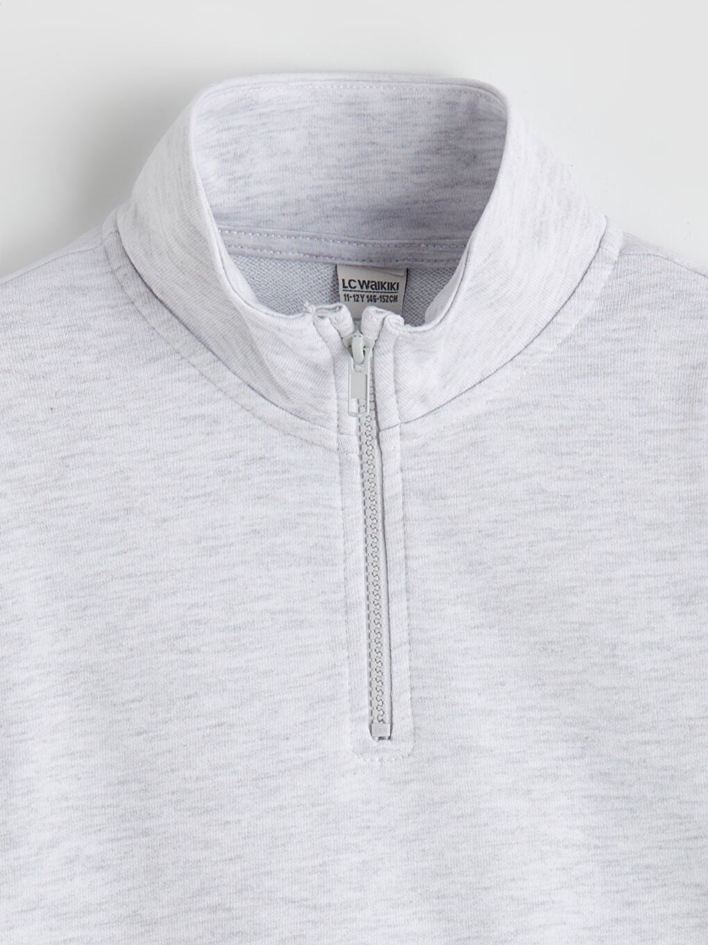 Gri Dik Yaka Erkek Çocuk Sweatshirt-1