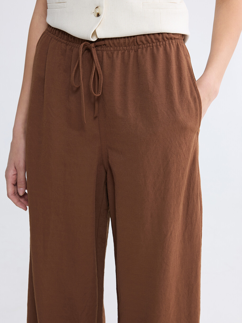 Elastic Waist Wide Leg Women's Trousers-2