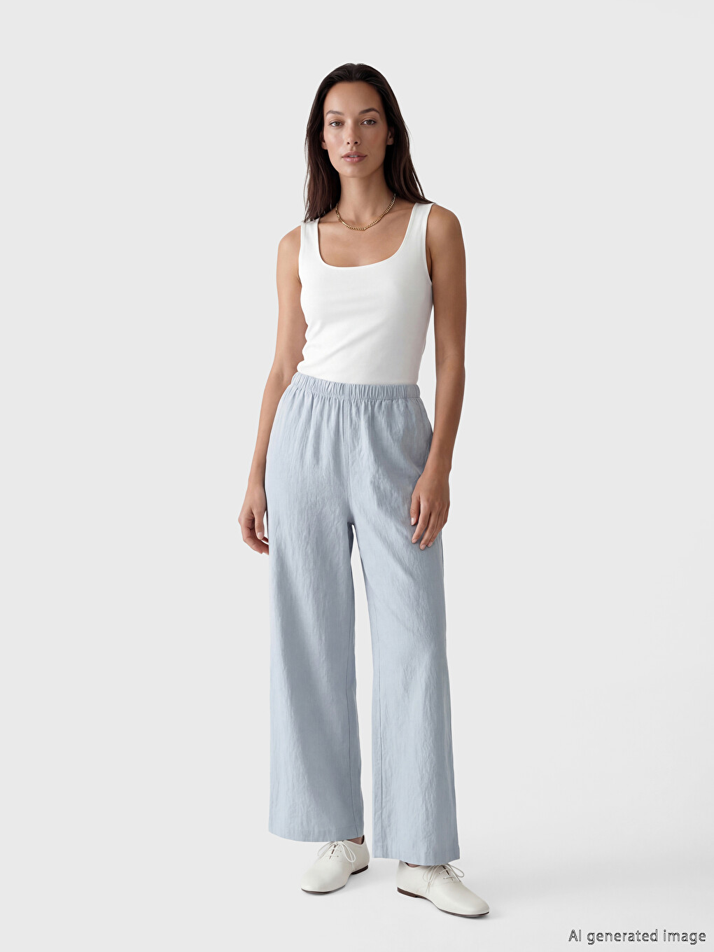 Elastic Waist Wide Leg Women's Trousers