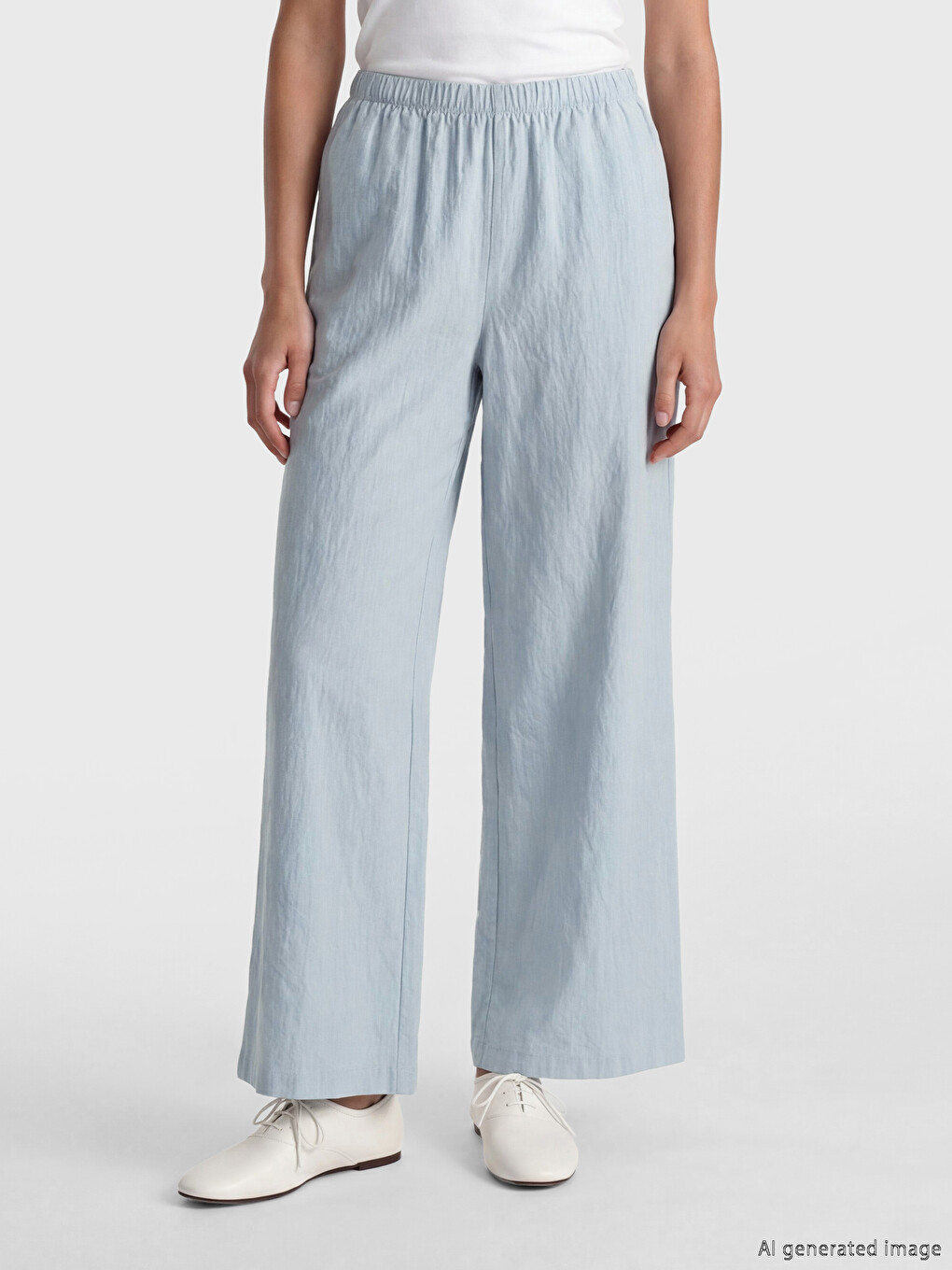 Elastic Waist Wide Leg Women's Trousers-1