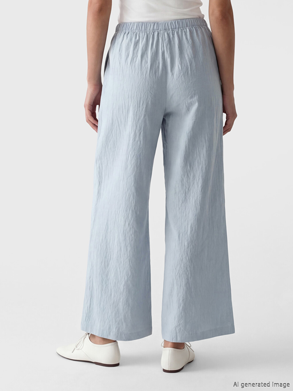 Elastic Waist Wide Leg Women's Trousers-2