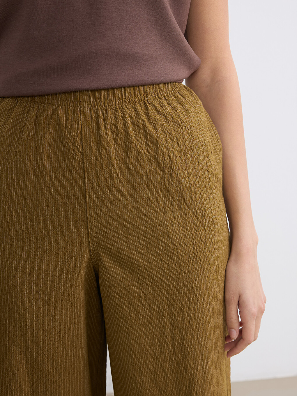 Elastic Waist Wide Leg Women's Trousers-2