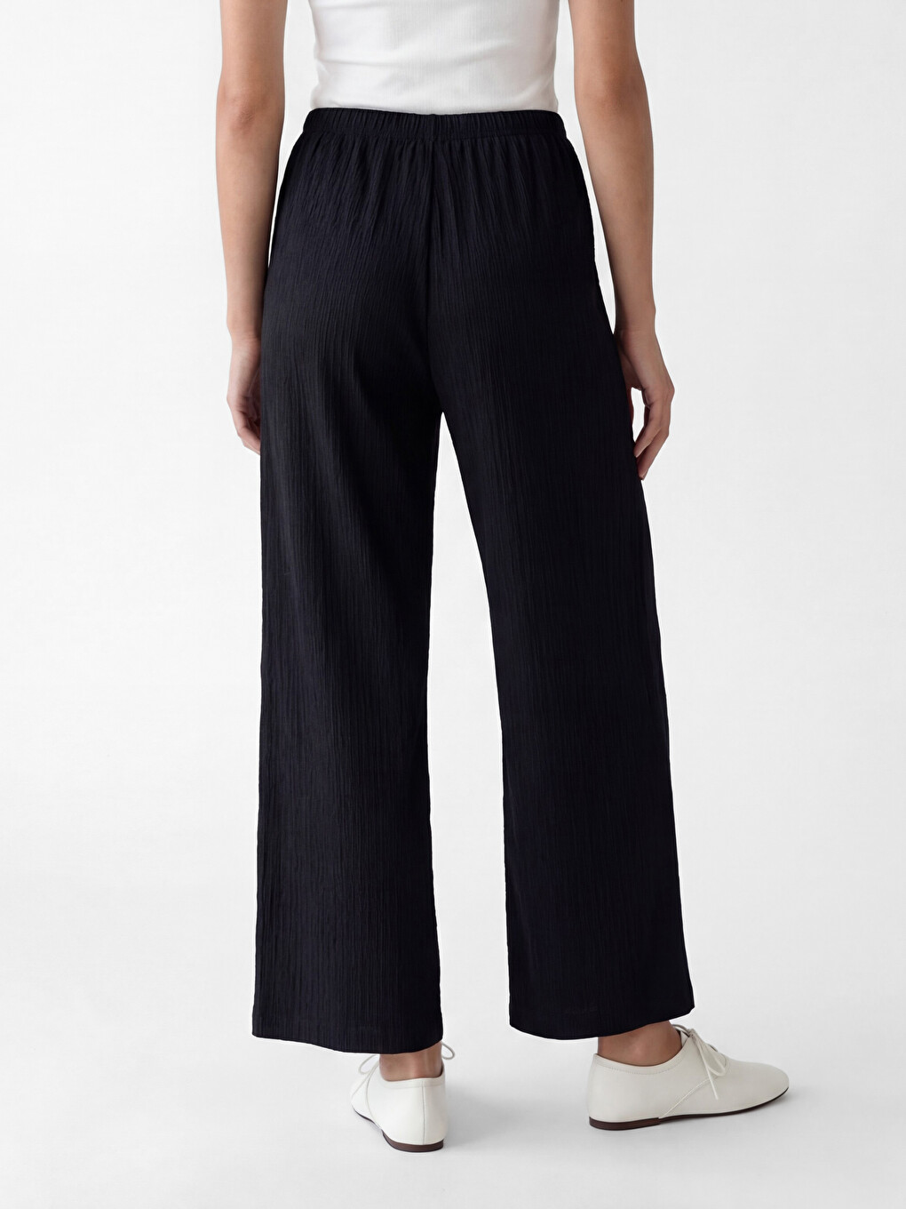 Elastic Waist Wide Leg Women's Trousers-2