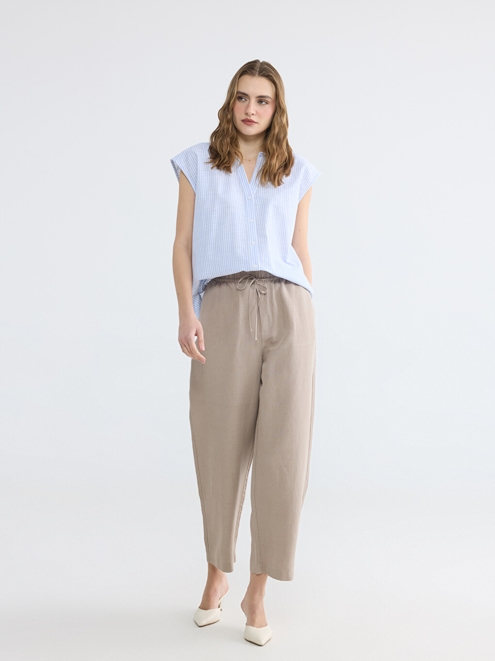 Elastic Waist Loose Fit Women's Trousers