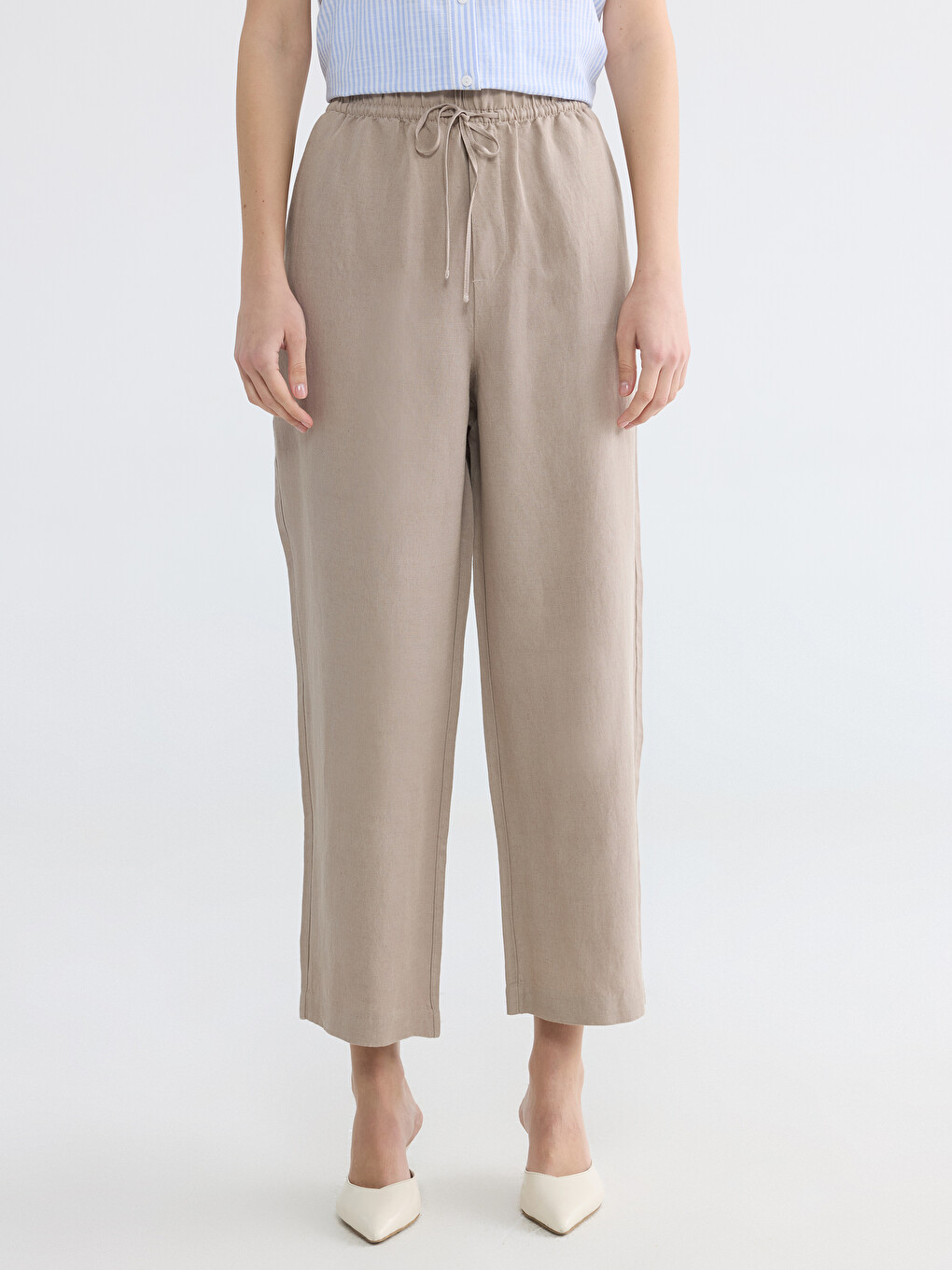 Elastic Waist Loose Fit Women's Trousers-1