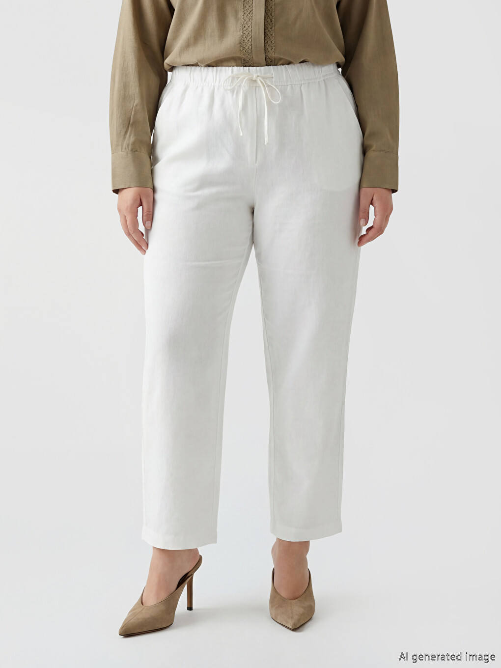 Elastic Waist Loose Fit Women's Trousers-1