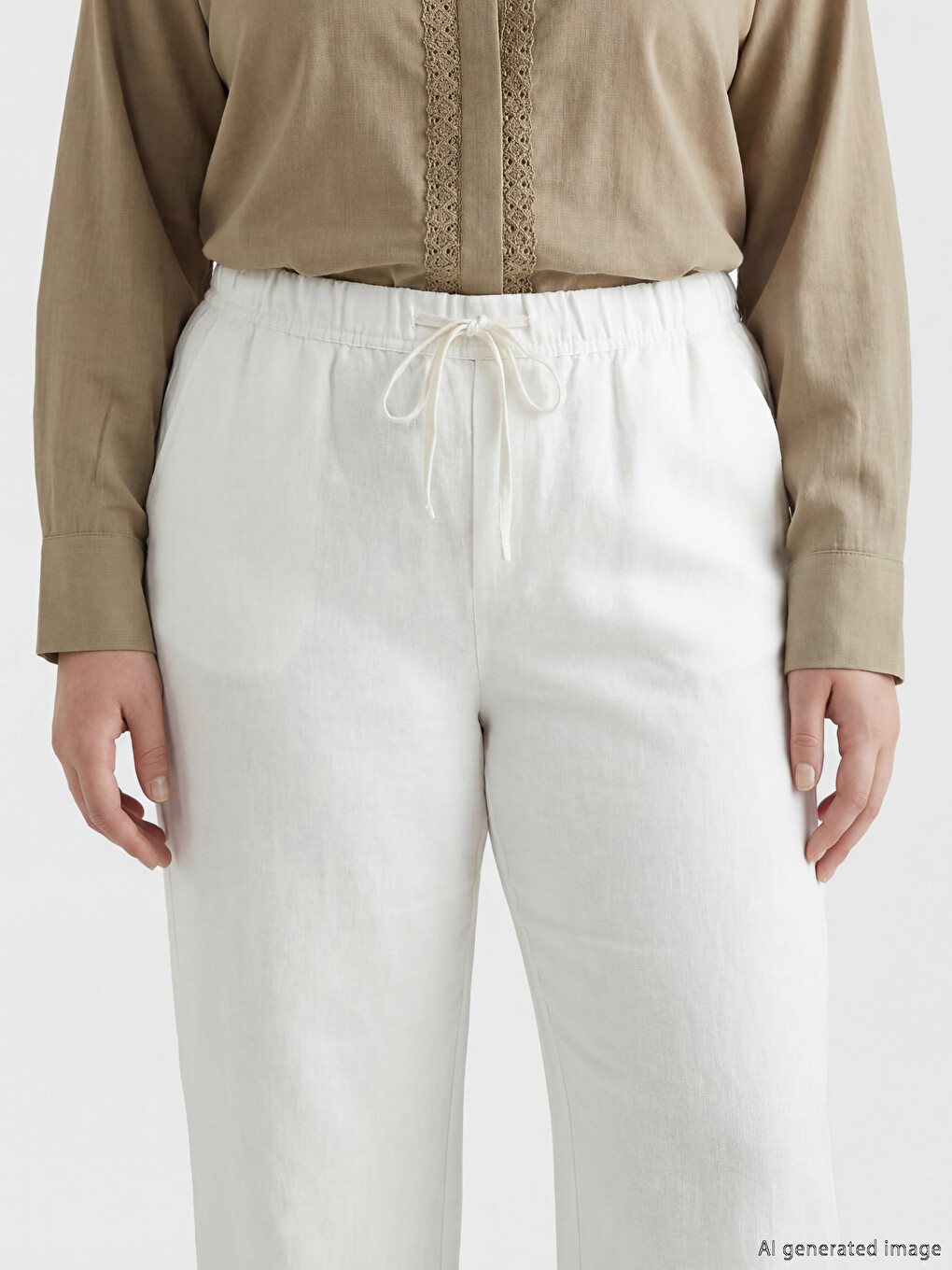 Elastic Waist Loose Fit Women's Trousers-2
