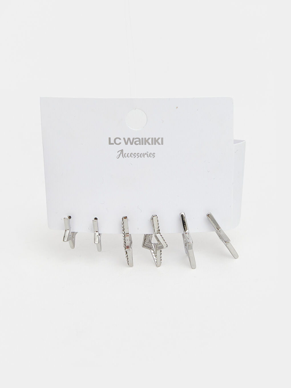 Gri Yıldız Desenli Kadın Küpe 3'lü-1