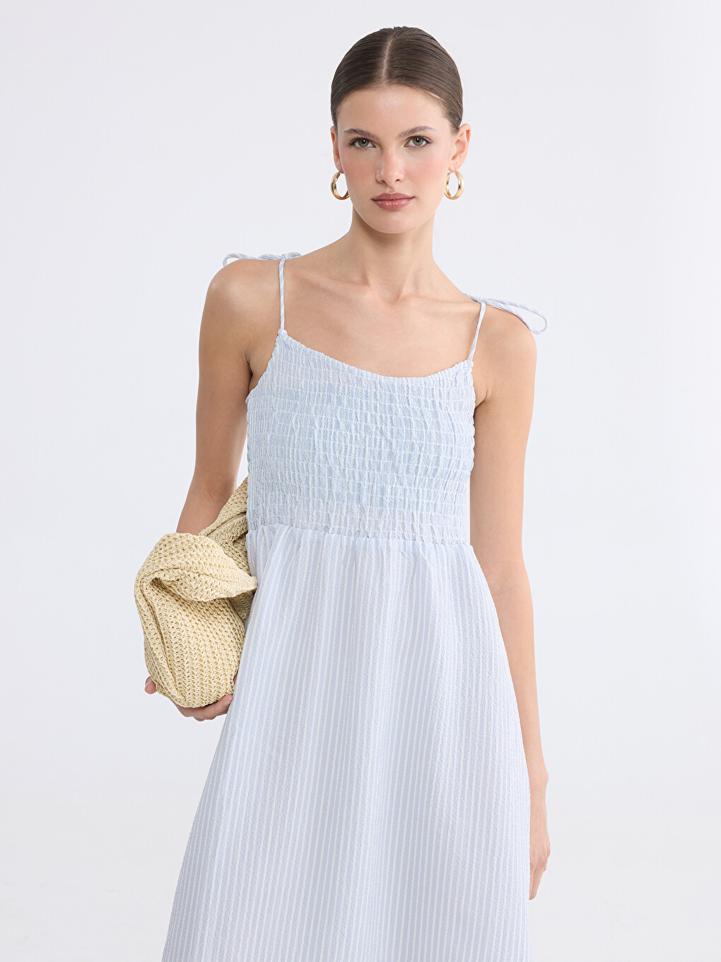 Striped Strappy Waist-fitted Dress-1