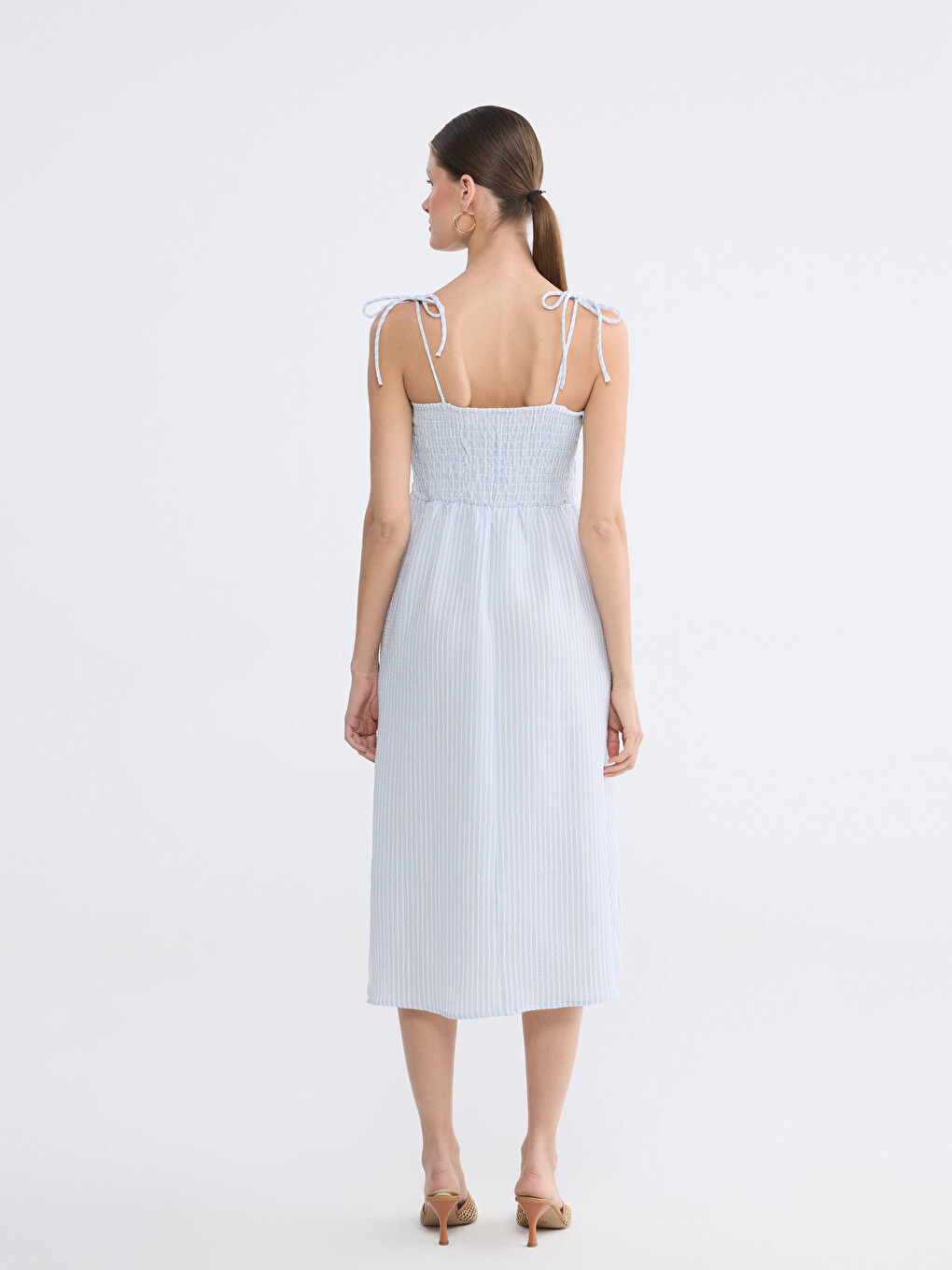 Striped Strappy Waist-fitted Dress-3