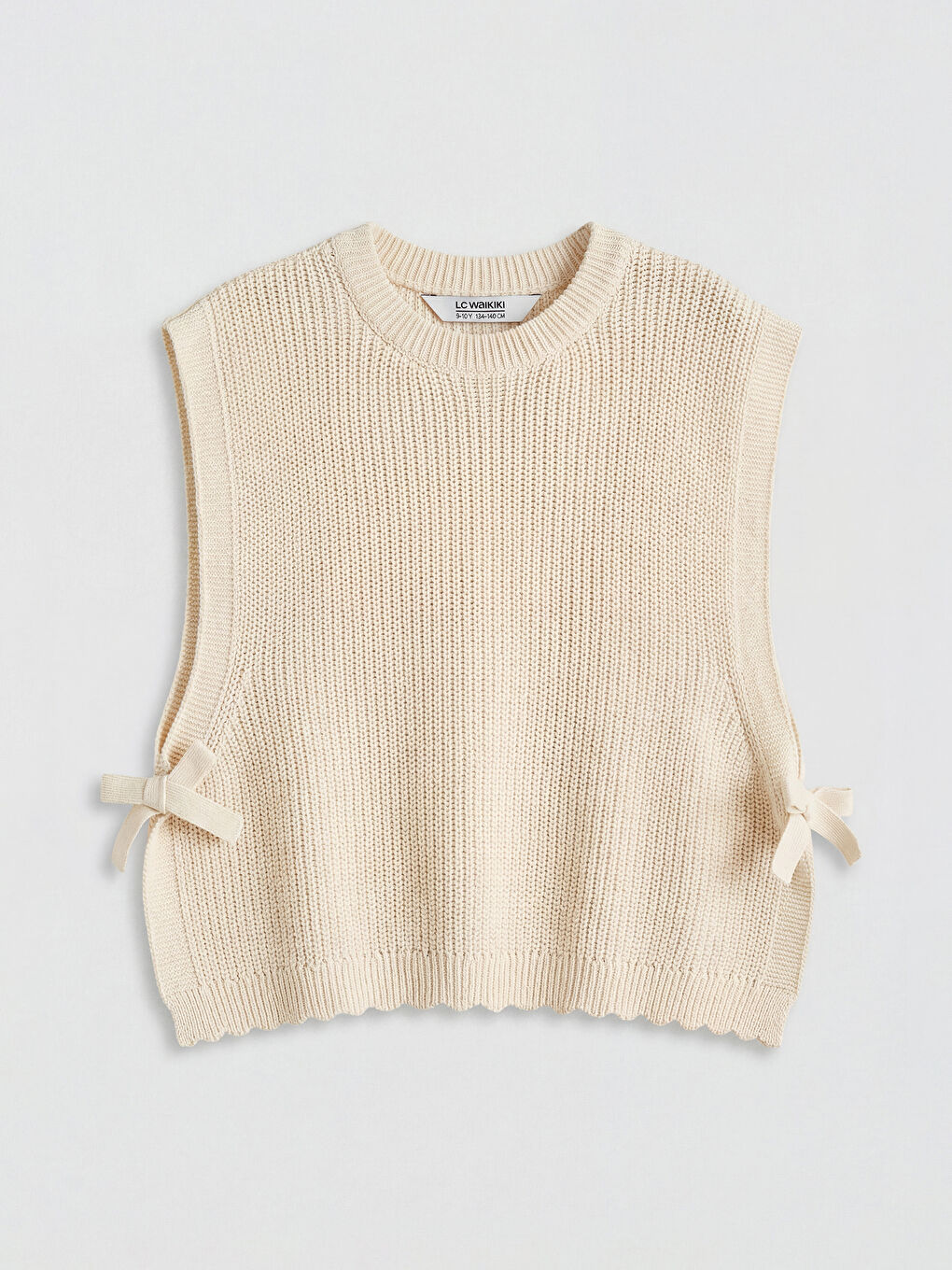 Ekru Bisiklet Yaka Ekose Kız Çocuk Elbise ve Süveter-2