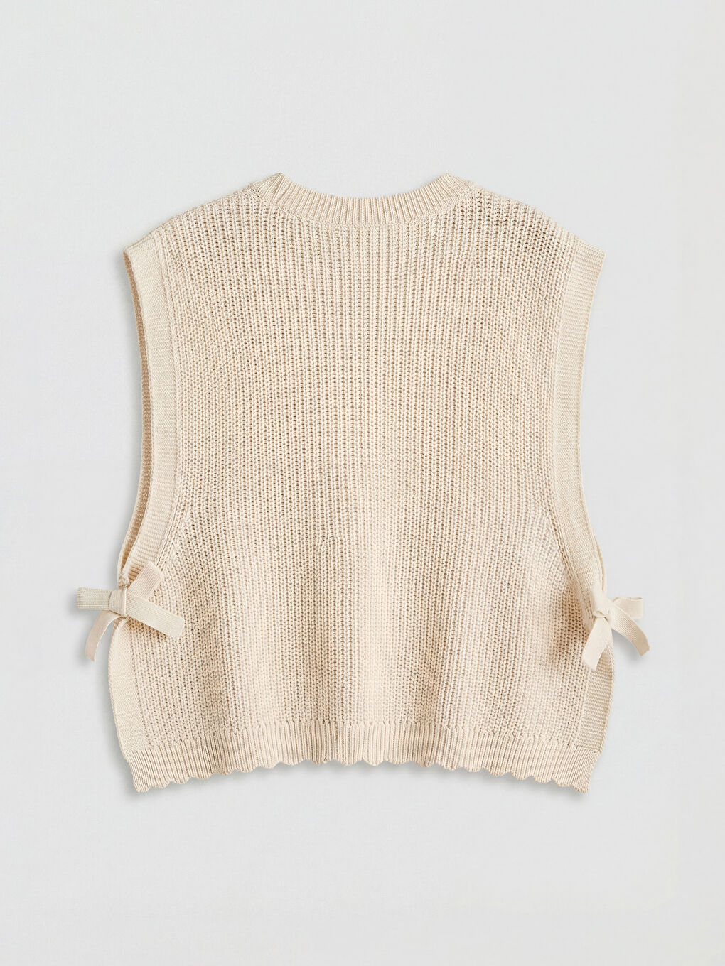 Ekru Bisiklet Yaka Ekose Kız Çocuk Elbise ve Süveter-4