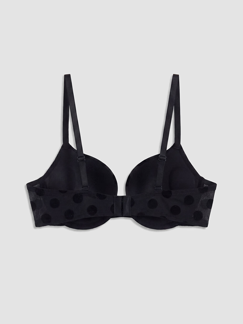 Siyah Balenli Dolgulu Puantiyeli Tişört Sütyen-1