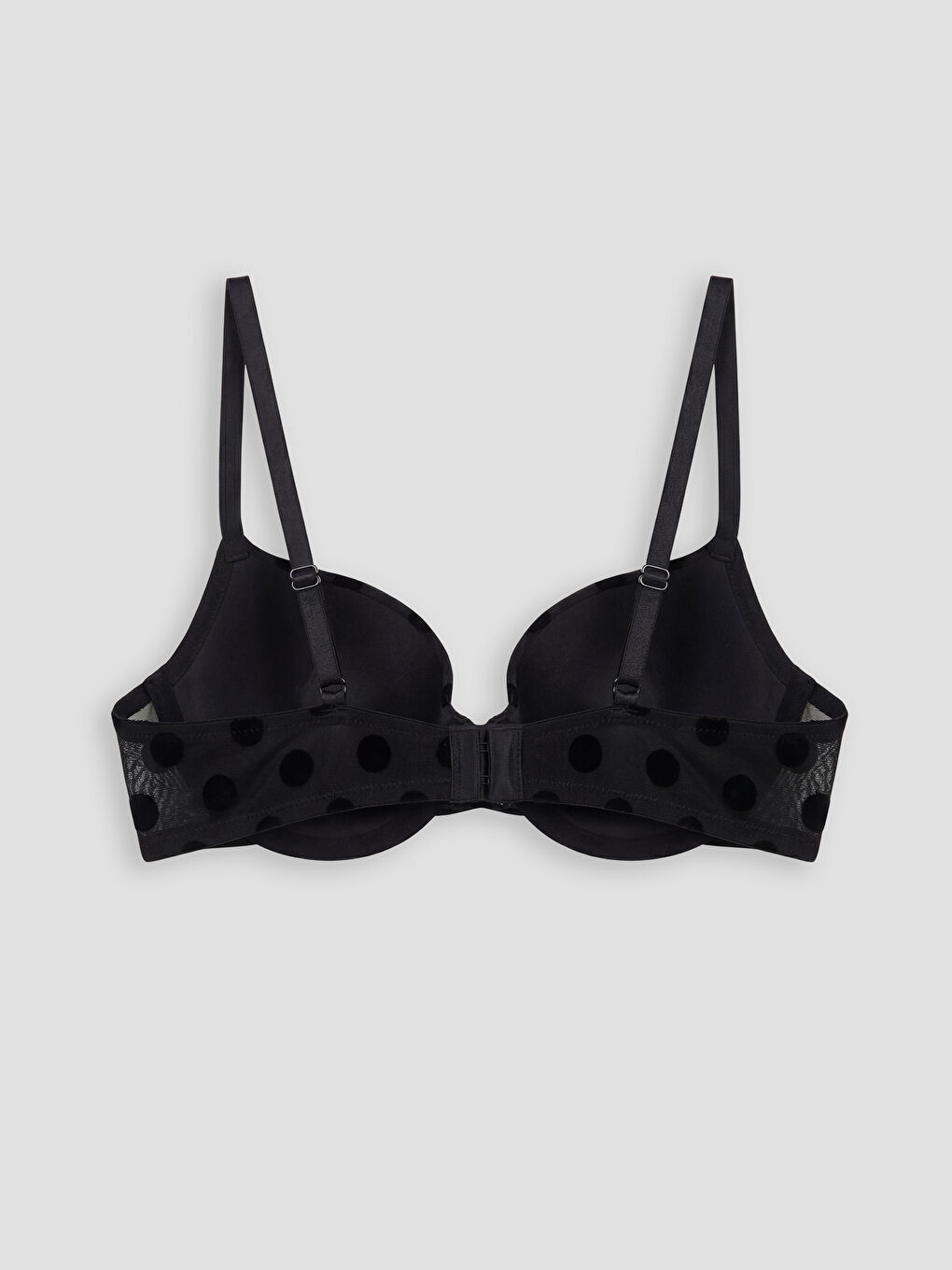 Siyah Balenli Dolgusuz Puantiyeli Tişört Sütyen-1